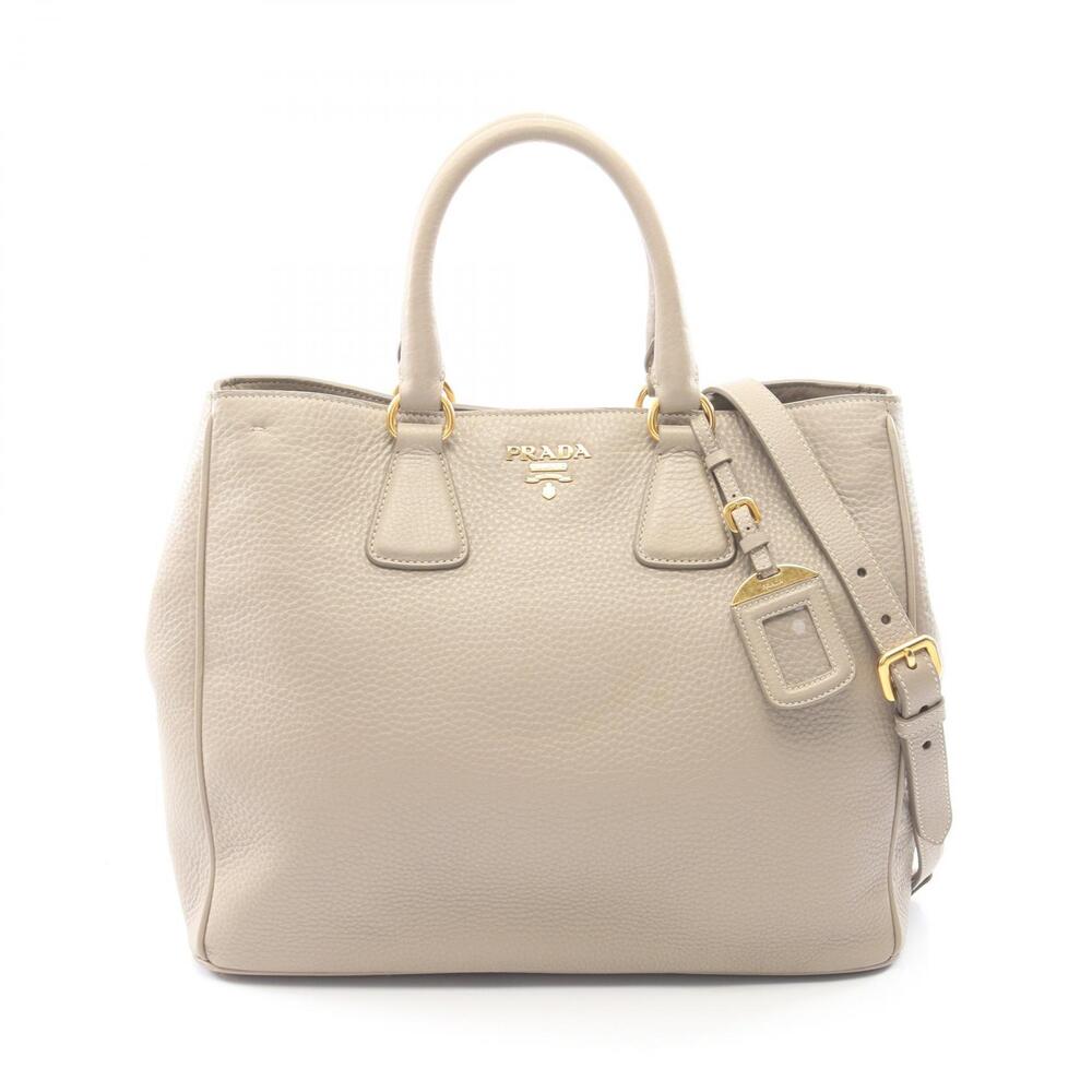 Prada Vitello Daino Tote Bag Leather Beige
